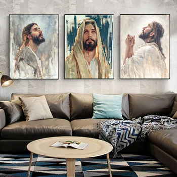 Megváltó Jézus Maria Vászon Festmény Kerettel Imádkozó Keresztény Vallás Poszter Nyomtatás Portré Wall Art Kép lakberendezés