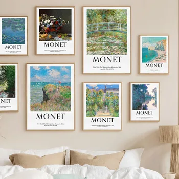Claude Monet Tavirózsa Strand, Tenger, Erdő, Virág Fal Művészeti Vászon Festmény Északi Poszterek, Nyomatok Képek Nappali Dekor