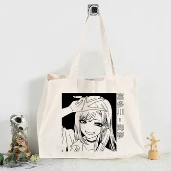 Az Öltöztetős Drágám Táska Női Harajuku Művészeti Bevásárló Táskák Vászonra Nyomtatott Újrafelhasználható ClothBag