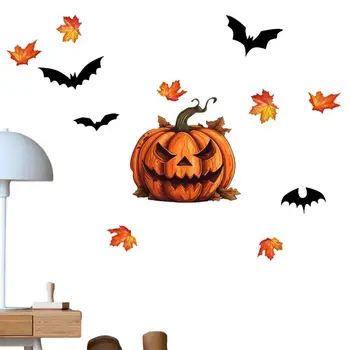 Halloween Ablak Matrica Kísérteties Matrica Öntapadós, Tök Bat Maple Leaf Matrica 11.8x23.6inch Matricát Üveg Ablak Iskola
