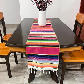1 db Pamut Táblázat Zászló Mexikói Stílusú asztali Futó asztalterítő Esküvői Dekoráció bankett Party Kellékek Szülinapi asztal dekoráció