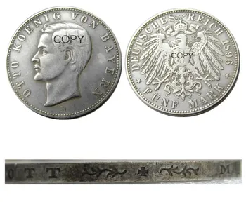 Németország a német Bajor érme 5 mark ezüst 1896D Otto Ezüst Bevonatú Másolás Érmék