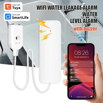 Tuya WiFi Smart Víz Szivárgás Riasztó Intelligens Otthon A Víz Árvíz Érzékelő Túlcsordulás Teljes Víz Távoli Riasztó Működik, Intelligens Élet App