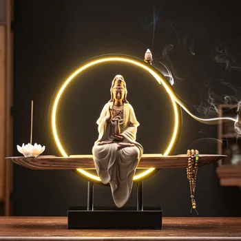 Zen stílusú Kerámia Guanyin Figura Otthoni Dekoráció, majd Istentisztelet