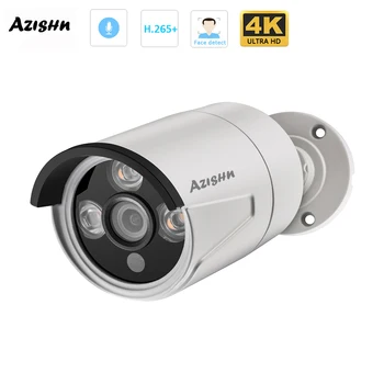 AZISHN 2.8 mm-es Széles Látószögű 8MP 4K IP Kamera Kültéri Face Detect Audio H. 265 Golyó CCTV Székhely 5MP 4MP POE Emberi AI Biztonsági Kamera