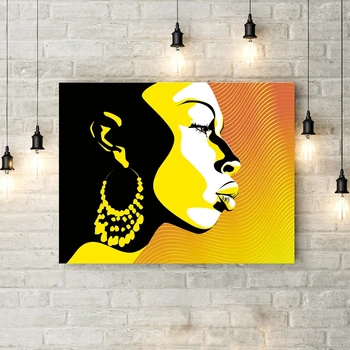 Afrikai Gyönyörű Nő, Poszter, Nyomatok Absztrakt Afro Lány Arcát Portré Wall Art Kép Haza Művészet, Fali Dekor Vászon Festmény