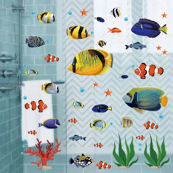Rajzfilm szép halak növények gyerekszoba óvoda kereskedelmi fali kozmetikai dekoratív fali matricák anime dekoráció
