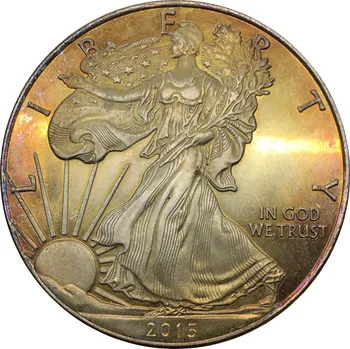 Egyesült Államok 1 Dollár az Amerikai Ezüst Arany Sas Érme 2015 s 2015 w Bevonatú Ezüst Emlékérme Másolás érme