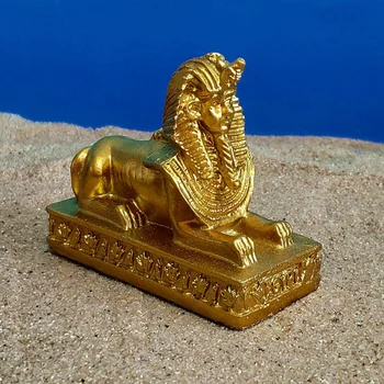 2db Gyanta Szfinx Dekoráció Arany Egyiptomi Szfinx Kézműves Szobor, Asztali Díszek Könyvespolc