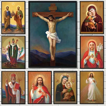 Évjárat Katolikus Művészeti Vászon Festmény Jézus Szűz Mária Plakátok Wall Art Képek Nyomtatása Nappali Haza Krisztus Dekoráció