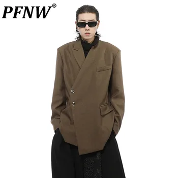 PFNW Niche Design Férfi Vintage Ruha Kabátok válltömés Blazer Férfi Alkalmi koreai Fahsion Kabátok 2023 Őszi Divatos Új 28W2273
