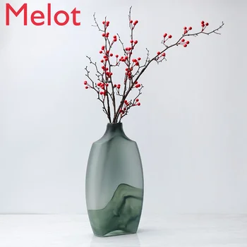 High-End Új, Modern Kínai Stílusú Szürke Tinta Virágkötészeti Üveg Váza, Kreatív Személyiség-Saját Készítésű Dekoráció Dísz Váza
