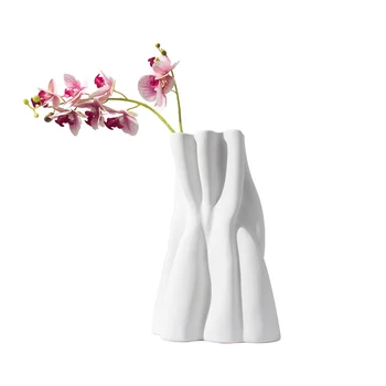 Egyszerű Fehér Matt Fehér Kerámia Váza Modell Szoba Virág Puha, Dekoráció, Otthon Dekoráció, Dísztárgyak