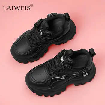 2023 új őszi téli egyetlen cipő divatos platform a platform cipő, fokozott magasság női apa cipő fekete cipők