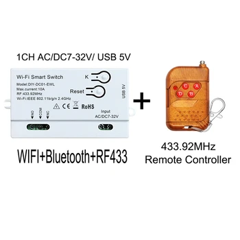 Wifi Smart Switch Ewelink DIY Időzítő+RF433 Távoli 1KRÓN 7-32V 2.4 G Wifi Home Automation Modul Alexa, a Google Haza Könnyű Telepítés