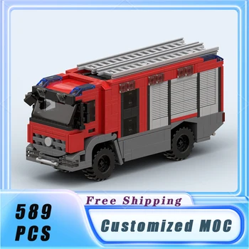 Városi Jármű Multifunkcionális Tűz Motor Autó MOC építőkövei Modell Tégla Állítja Össze Kijelző gyermekjátékok Ajándékok 589PCS