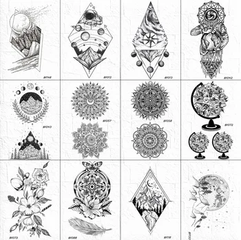 Fekete, Vázlat Henna Mandala Ideiglenes Tetoválás A Nők Teste Boka Művészeti Tetkóimat Hamis Virágos Vízálló Geometriai Bolygó Tetoválás Matrica