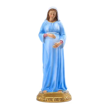 Szűz Mária terhes szobor dísztárgy vallási beltéri asztali díszítő gyanta kézműves