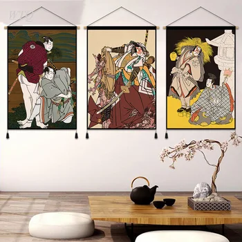 Japán Stílusú Szamuráj Ukiyoe Retro Plakát Vászon Festmény, Fali Dekor, Fali Poszter Art Kép a Nappali Dekoráció lakberendezés