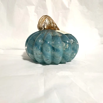 Kék Murano Közepes Amber & Green Art Üveg Sütőtök figura