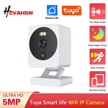 5MP Tuya Wifi IP Kamera Kültéri, Vízálló Mini Vezeték nélküli CCTV Megfigyelő Kamera Színes éjjellátó Baba figyelő Kamera