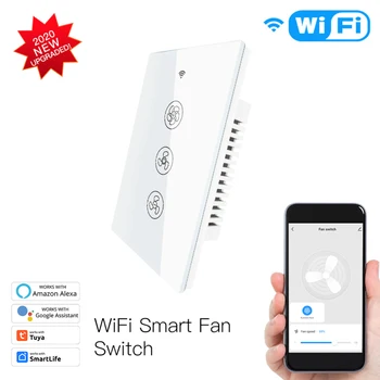 WiFi RF433 Okos Ventilátor Kapcsoló Intelligens Élet/Tuya Alkalmazás, vezérlés, Vezeték nélküli Távirányító Működik, Alexa pedig