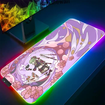 RGB Genshin Hatása egérpad Nagy Mousepad Gamer LED Gaming Mouse Mat Játék Sebességét Billentyűzet Párna Színes Asztal Mat Háttérvilágítású