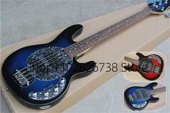 Klasszikus Kék Elektromos Basszusgitár 4 Szálat Ray Bass Szürke Gyöngy Őr Aktív Akkumulátor Króm Hardver Gyári Egyéni