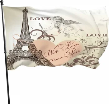 Eiffel-Torony Zászló Dekoráció Angyal Nyíl szeretettel A Párizs Szívében Ünnepi Romantikus Poliészter Fedett Kerti Dekoráció Kert a Nők
