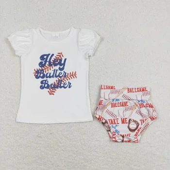 Nagykereskedelmi Kislány Labda Készlet, Rövid Ujjú Baseball pólók Felsők Nadrág Kisgyermek Bummie Ruhák Újszülött Gyermekek Ruha