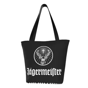 Egyéni Jagermeister-T Logó Vászon Bevásárló Táskák A Nők Újrahasznosítás Élelmiszert Tote Bevásárló Táskák