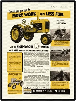 Minneapolis Moline Modell Bf Traktor Hirdetés Fém Adóazonosító Jele,