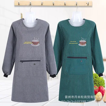 Kötény koreai divat konyha főzés hosszú ujjú fordított öltözködés háztartási felnőtt női férfi kötény anti olaj folt