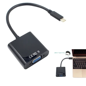 USB-C USB3.1 C Típusú hálózati Adapter Kábel VGA Férfi VGA Női videoátvitel Átalakító 1080P 12 Inch