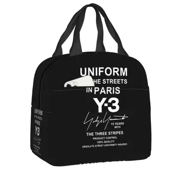 Yohji Yamamoto Az Utcán Párizsban Szigetelt Ebéd Bag Nők Férfiak Hordozható Termikus Hűvösebb Ebéd Tote Box Zsákok