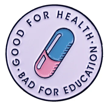 A2563 Rajzfilm Jó az egészségre is rossz oktatás Zománc Pin-rózsaszín, kék, kapszula Kitűző bross ékszerek, Kiegészítők