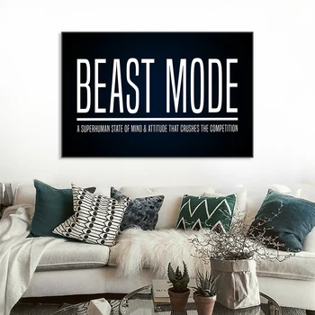 Beast Mode Meghatározása Wall Art Poszter Motivációs Fekete Nyomtatás Fekete-Fehér Vállalkozó Idézet Vászon Festmény Irodai Dekoráció
