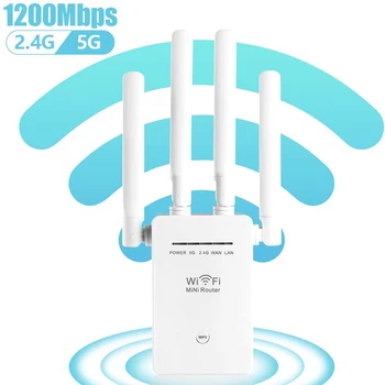 WiFi Extender Erősítő 1200Mbps WiFi Repeater WiFi Emlékeztető Wi-Fi Jel 802.11 N Hosszú távú Vezeték nélküli Wi-Fi Jelerősítő Hozzáférési Pont
