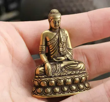 4.6 cm-es Tibeti Buddhizmus Bronz Sárgaréz Buddhista Sakyamuni Buddha-Alak Kis Szobrot