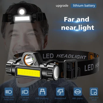 Fényszóró 18650 Fényszóró Kettős Luminus LED 6000lm USB-Beépített Újratölthető Szabadtéri Taktikai Dolgozik Lámpa