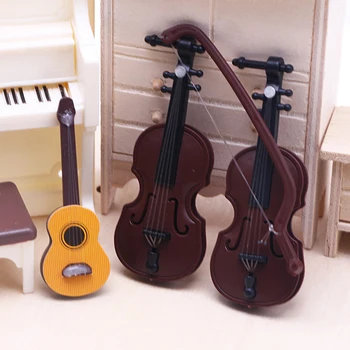 Mesterséges Mini Zene Eszköz, Dísz, Hegedű, Gitár Modell Műanyag DIY Babaház Microscape Penész Az Otthoni Asztali Dekoráció