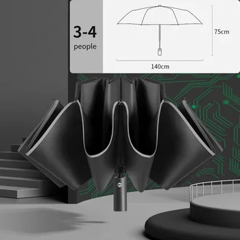Női Fényvisszaverő Szuper Nagy Esernyő Napernyő 140cm Üzleti Automata Luxus Esernyő Szélálló Eső Csíkos Férfi