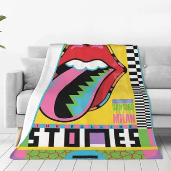 Egyesült KIRÁLYSÁG A Rolling Stones Zenekar Coral Takaró Gyapjú Plüss Nyári Zenei Együttes Hordozható Meleg Takarót a Haza Utazás Szőnyeg Darab