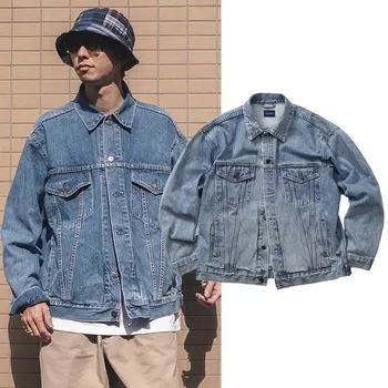 2023 LESZÁRMAZOTTJA férfi felső kabát Japán stílusú, laza mosott farmer dzseki WY852