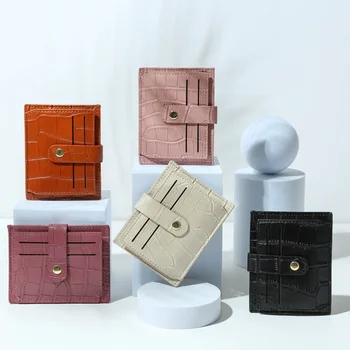 Új, hiánypótló design kártya táska érme tárca multi-card pénztárca női ins cukorka színű krokodil gabona kis friss