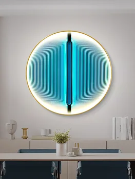Díszítő festés LED intelligens indukciós lámpa festmény Modern, világos luxus körkörös lóg festmény, lakberendezési freskó