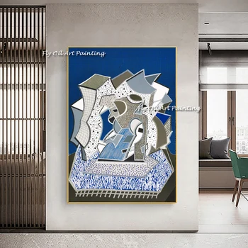 Az Absztrakt Kézzel készített David Hockney Vászon, Olaj Festmények Falra Grafika Dekoráció Nappali Színes Ház Folyosó Grafikon Kék