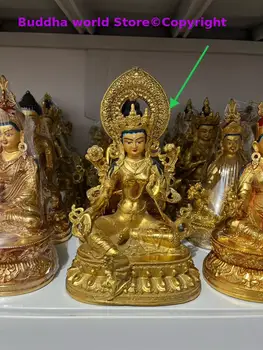 2024 Kizárólagos RÉZ család Istennő Zöld Tara buddha Tibeti Buddhizmus szobor HAZA Oltárán istentisztelet Hatékony védelmet jó