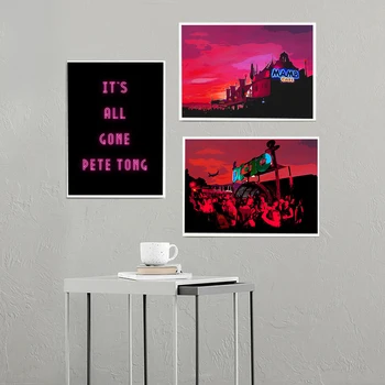 Rock Fesztivál Poszter Neon Idézet Utazási Art Print Város Napnyugtakor Vászon Festmény Északi Bár Fali Kép, Nappali, Lakberendezés