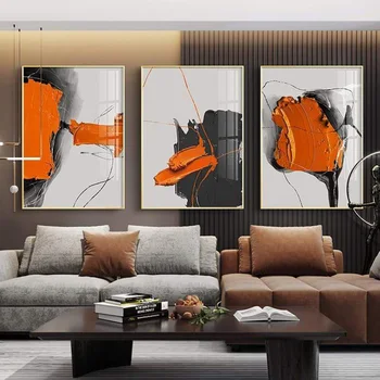 Modern Minimalista Orange Abstract Vászon Festmény Északi Poszter Nyomtatás Wall Art Képek Nappali Haza Hálószoba, Nagy Méretű Dekoráció